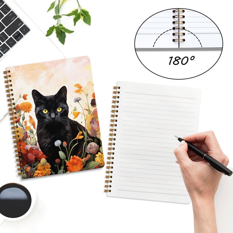 CQM 2 Packs Cat Spiral Notebook Aesthetic College Ruled Journaling Notebooks Cat Themed Gifts for Women Educator Coworker Friend Hardcover Notebook Journals for Writing Classroom Office Home Supplies - Image 3
